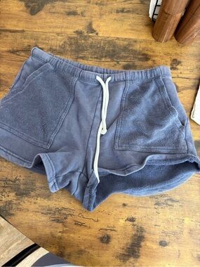 aerie Navy Terry Drawstring Athletic Shorts